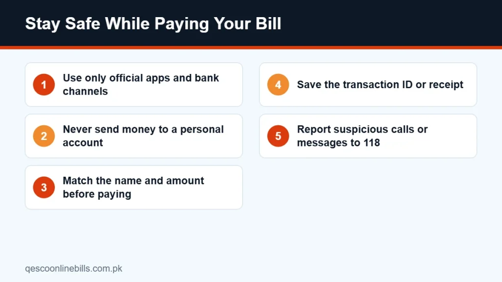 Safety tips when you pay QESCO bill online